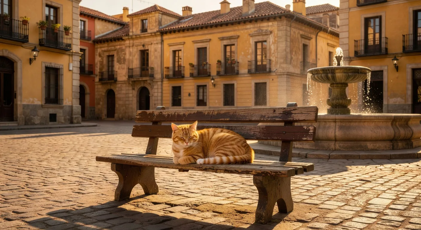 Un Siamois seal point aux yeux bleus perçants allongé sur un carrelage frais dans un patio andalou avec des bougainvilliers