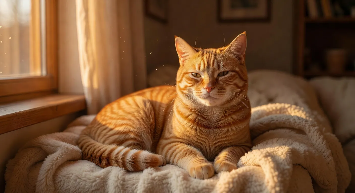 Un chat aux yeux verts qui cligne lentement des yeux sur les genoux de son propriétaire
