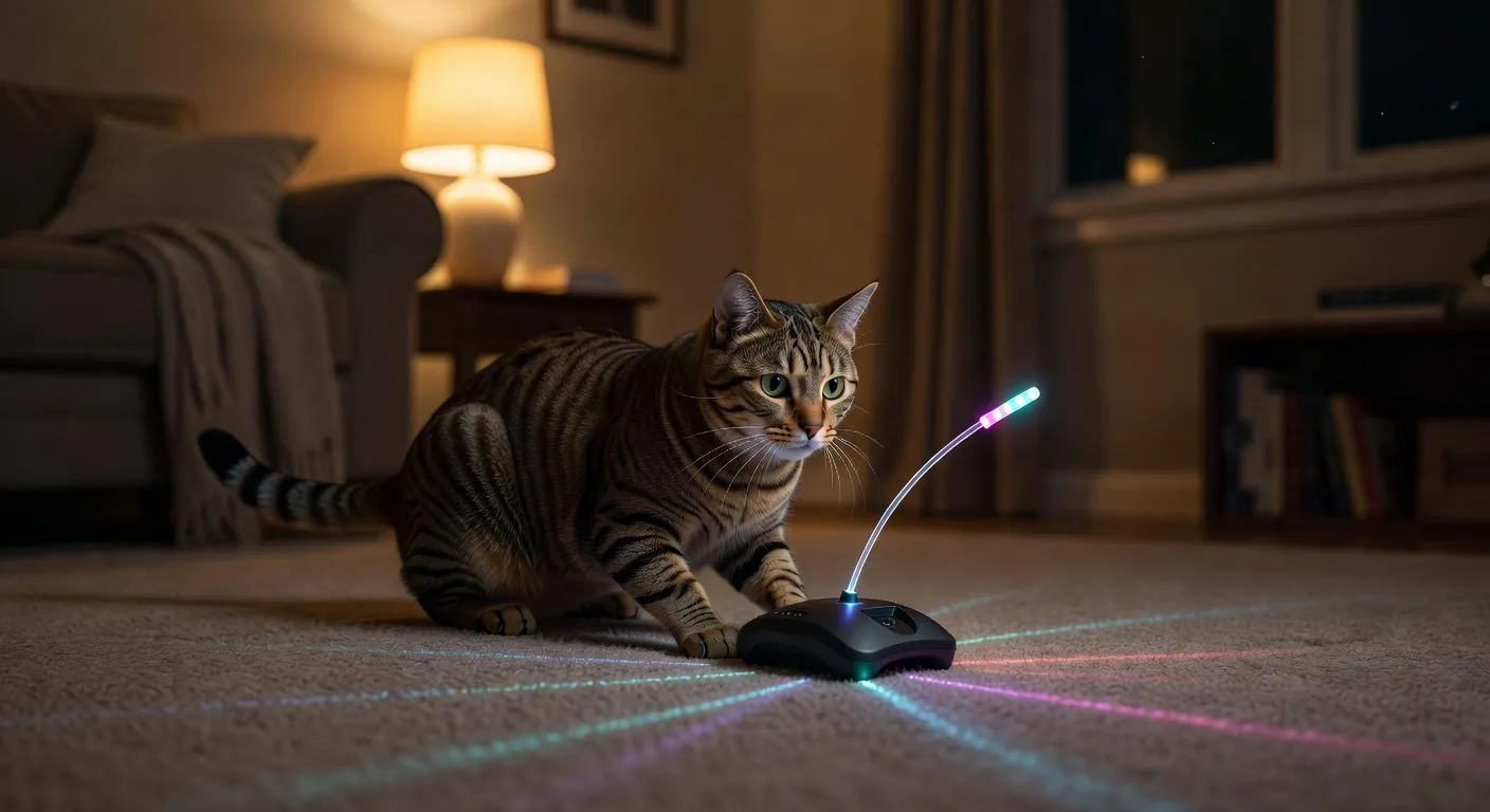 Un chat âgé miaulant dans un couloir sombre la nuit