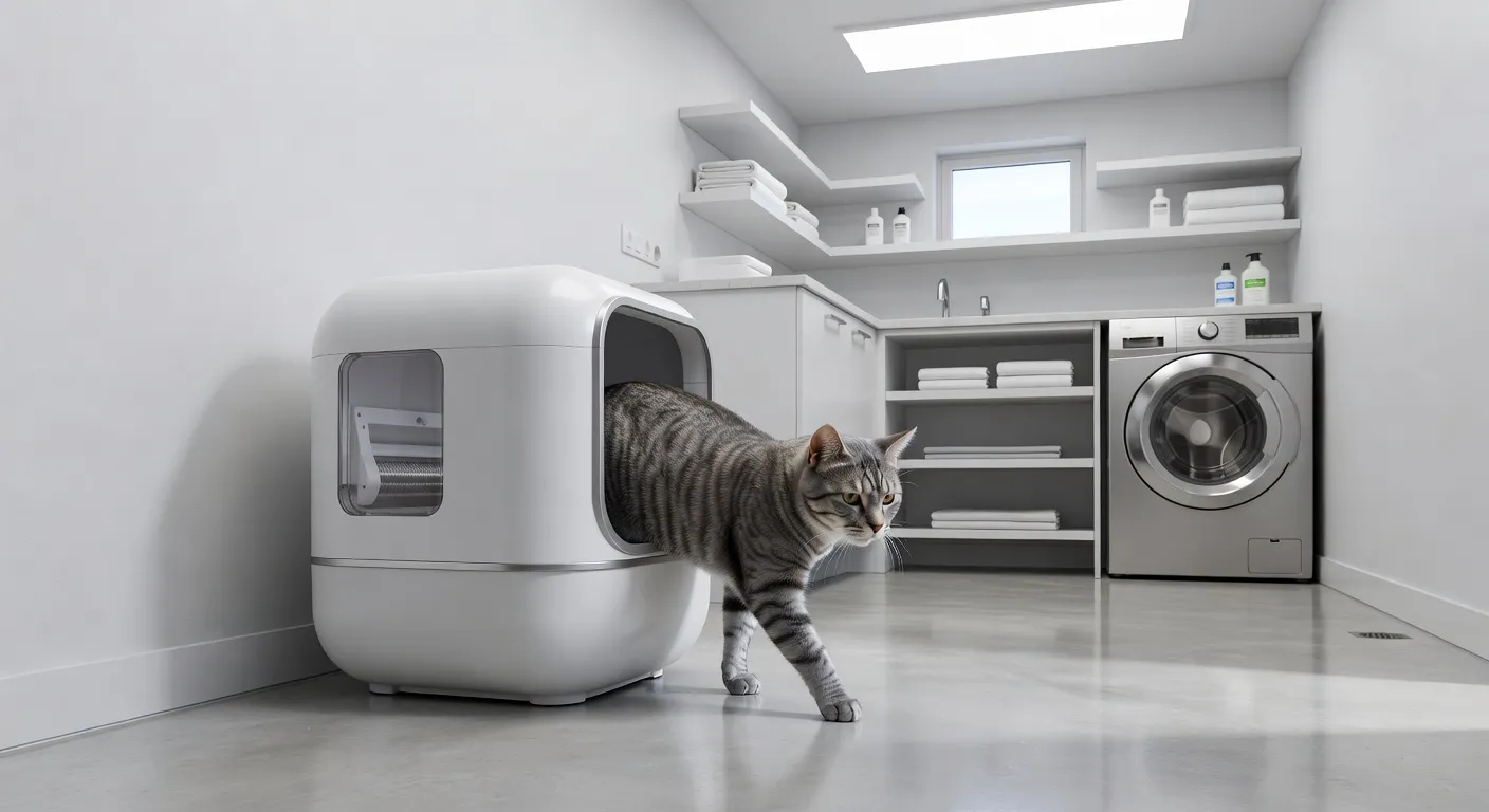 Un chat blanc et gris se faisant brosser avec un peigne adapté