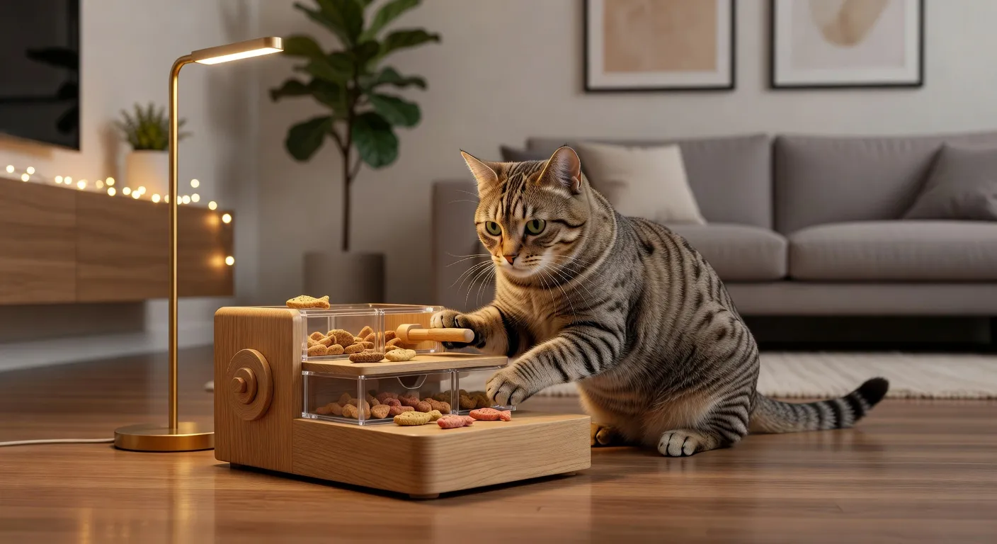 Un arbre à chat avec plusieurs niveaux près d'une fenêtre