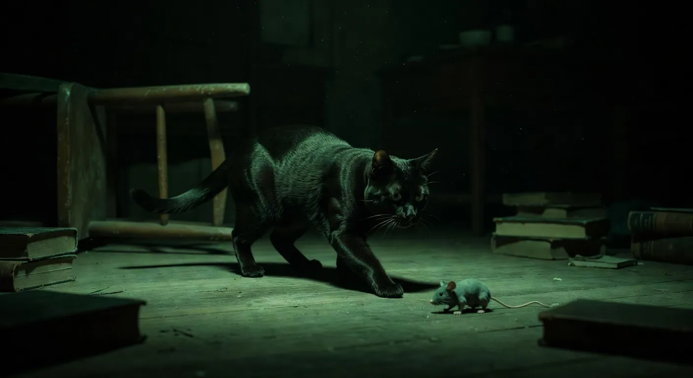 Les yeux verts d'un chat reflétant la lumière dans un jardin au crépuscule