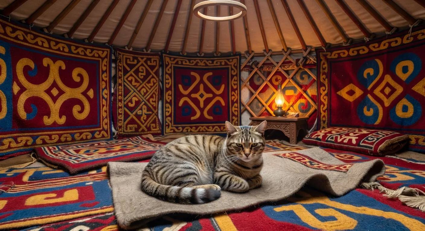 Un chat des sables aux grandes oreilles dans le désert kazakh au coucher du soleil