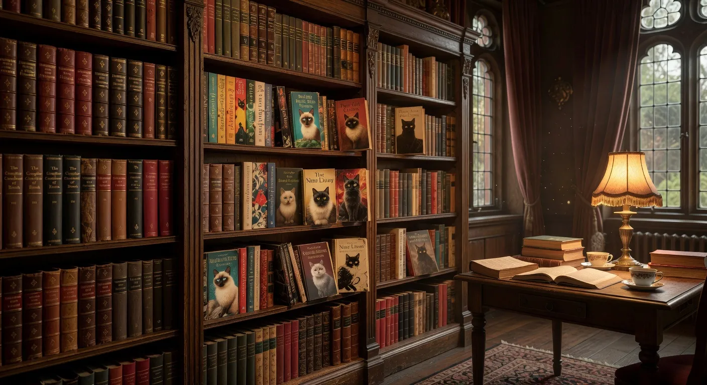 Un enfant lisant un livre sur les chats avec un chat blotti contre lui sur un fauteuil