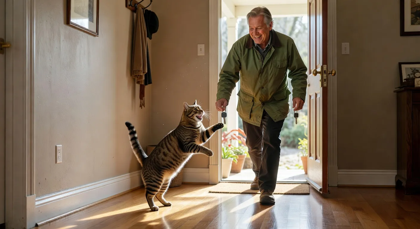 Un chat explorant un arbre à chat dans un appartement