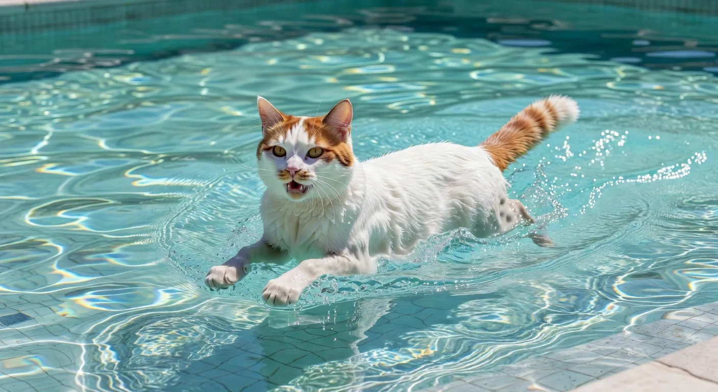 Un chat enroulé dans une serviette chaude après un bain, l'air mécontent mais résigné