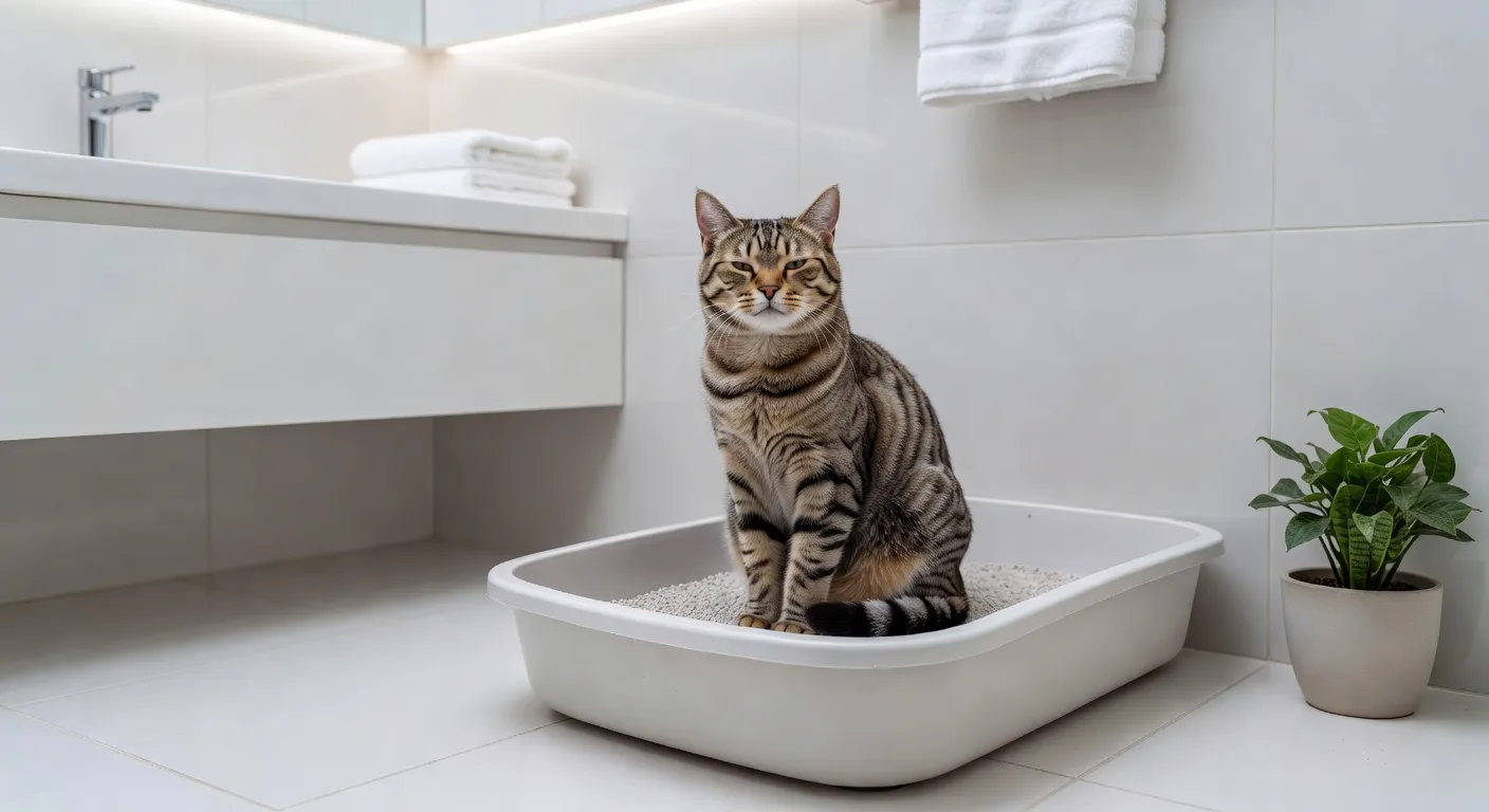 Un bac à litière propre et bien entretenu dans un coin calme