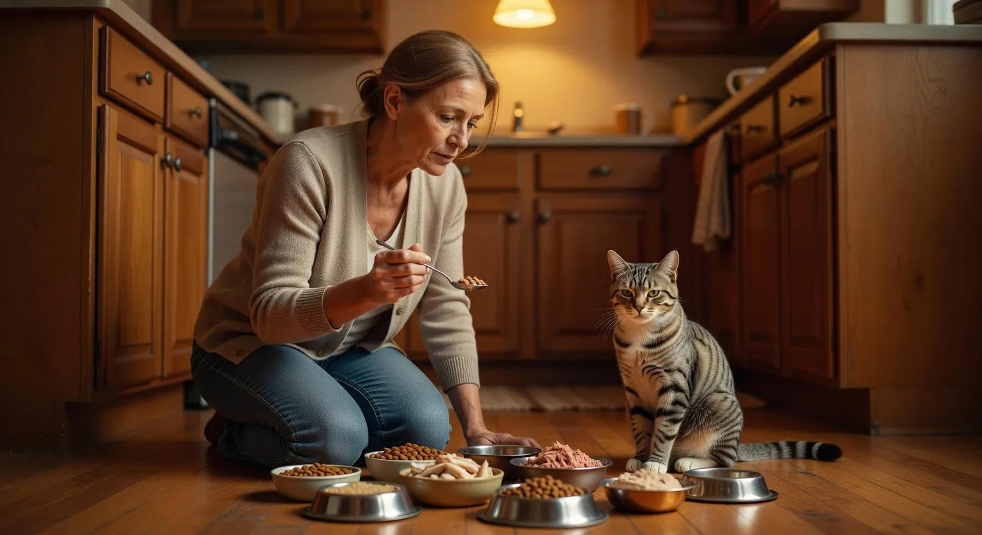 Un vétérinaire examinant un chat qui refuse de manger