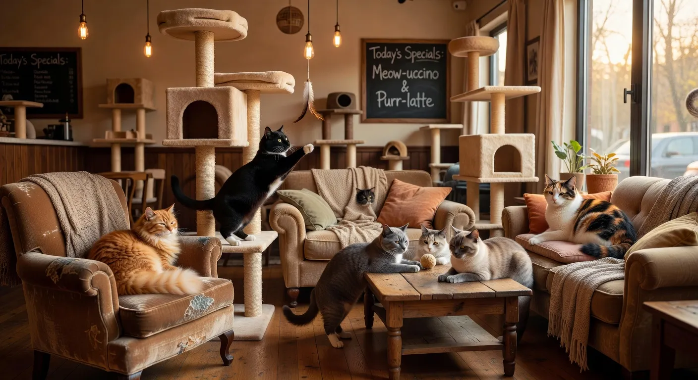 Des chats dans un refuge associatif accueillant et lumineux à Saint-Étienne