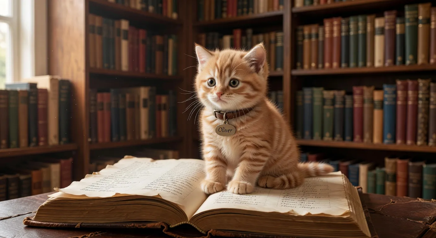 Un adorable chaton tigré levant la tête en entendant son prénom