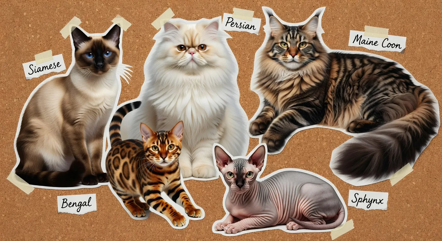 Différentes races de chats côte à côte illustrant la diversité féline mondiale