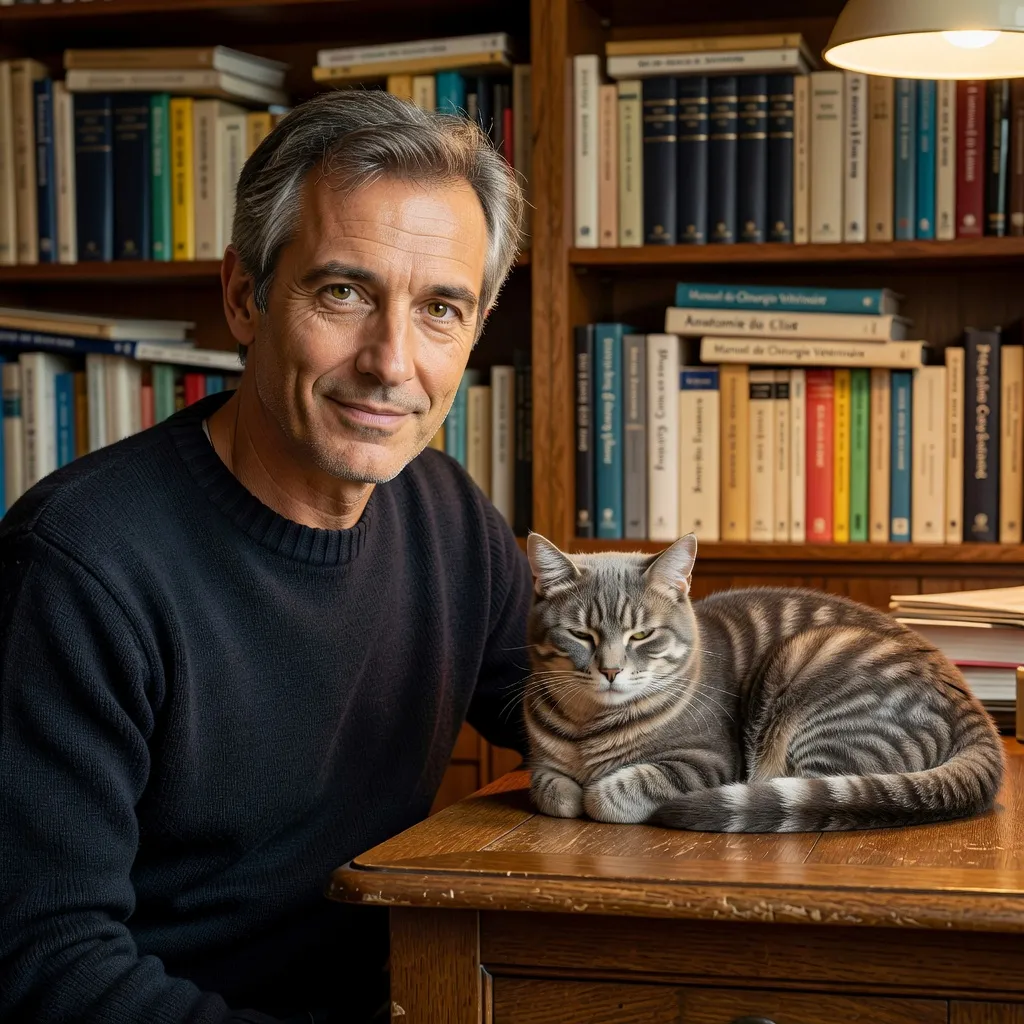 Un chat aux oreilles aplaties et aux pupilles dilatées montrant les dents, signe classique d'agressivité féline défensive