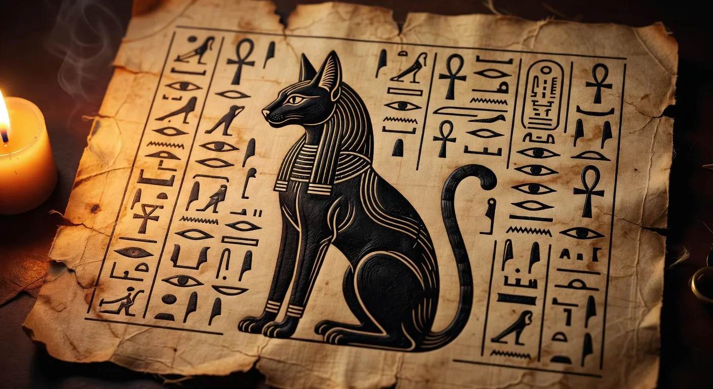 Un tatouage élégant de chat égyptien en style minimaliste sur un avant-bras